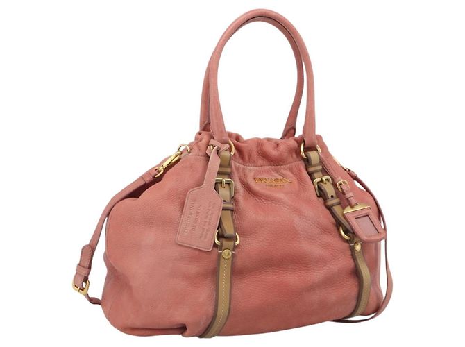 PRADA Hand Bag Vittero Dino Leather 2way Pink Gold Auth 207141A - Jerrillo - vista 2