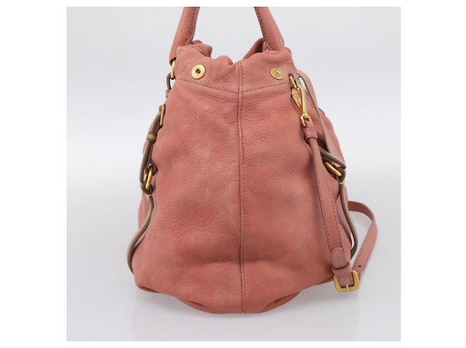 PRADA Hand Bag Vittero Dino Leather 2way Pink Gold Auth 207141A - Jerrillo - vista 4