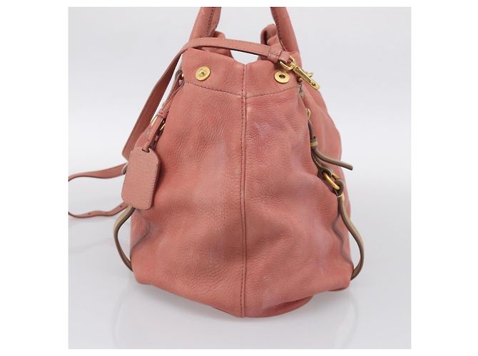 PRADA Hand Bag Vittero Dino Leather 2way Pink Gold Auth 207141A - Jerrillo - vista 5