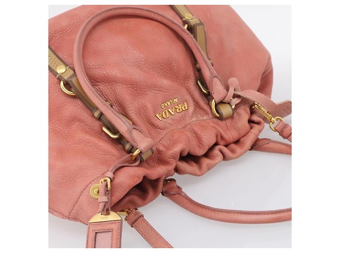 PRADA Hand Bag Vittero Dino Leather 2way Pink Gold Auth 207141A - Jerrillo - vista 6