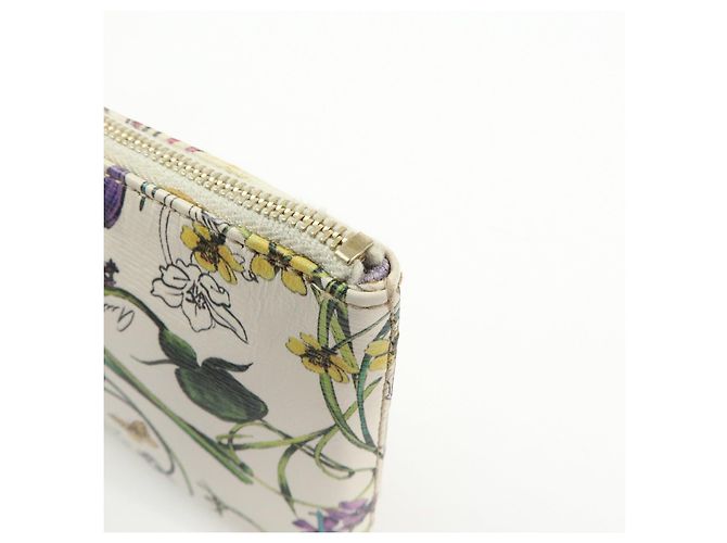 GUCCI Flora Bamboo Leather Cosmetic Accessory Pouch Ivory 338815 - vista 10