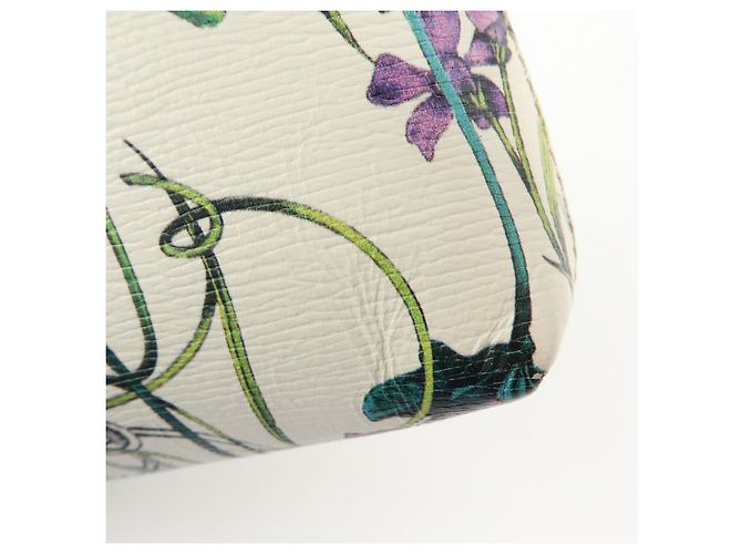 GUCCI Flora Bamboo Leather Cosmetic Accessory Pouch Ivory 338815 - vista 14