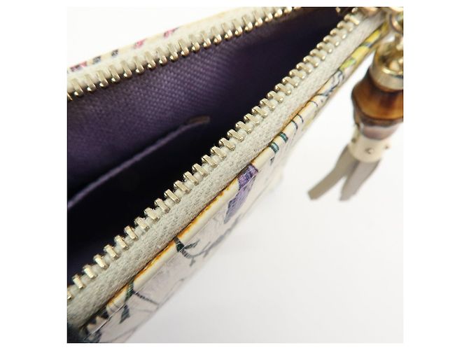GUCCI Flora Bamboo Leather Cosmetic Accessory Pouch Ivory 338815 - vista 15