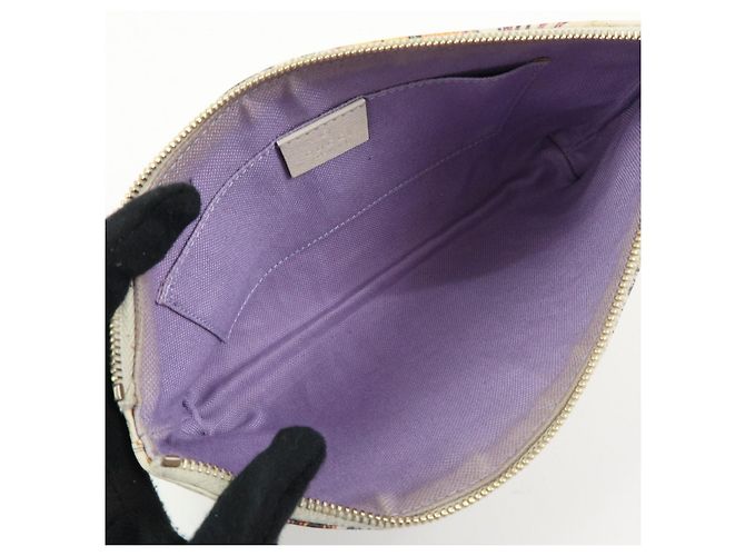 GUCCI Flora Bamboo Leather Cosmetic Accessory Pouch Ivory 338815 - vista 16