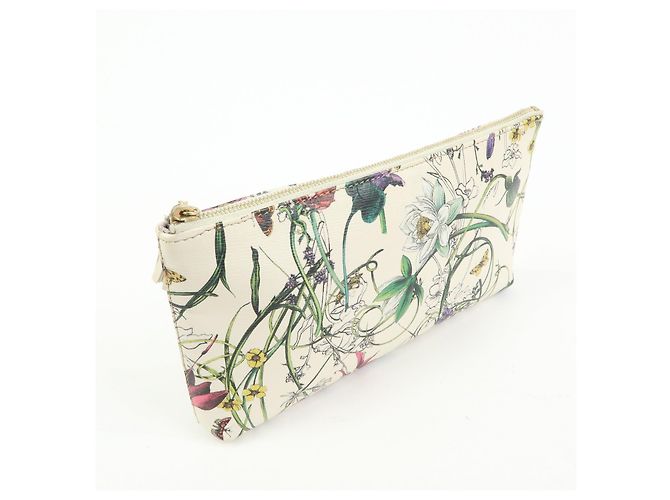 GUCCI Flora Bamboo Leather Cosmetic Accessory Pouch Ivory 338815 - vista 4