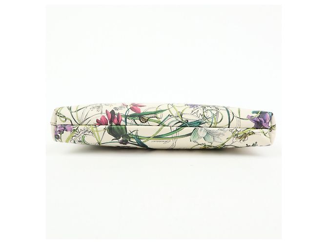GUCCI Flora Bamboo Leather Cosmetic Accessory Pouch Ivory 338815 - vista 5