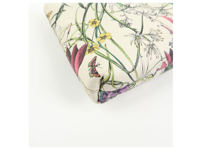 GUCCI Flora Bamboo Leather Cosmetic Accessory Pouch Ivory 338815 - vista 6