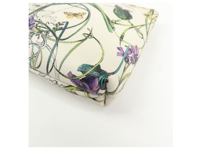 GUCCI Flora Bamboo Leather Cosmetic Accessory Pouch Ivory 338815 - vista 7