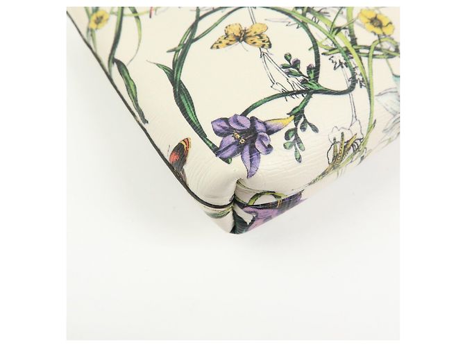GUCCI Flora Bamboo Leather Cosmetic Accessory Pouch Ivory 338815 - vista 8