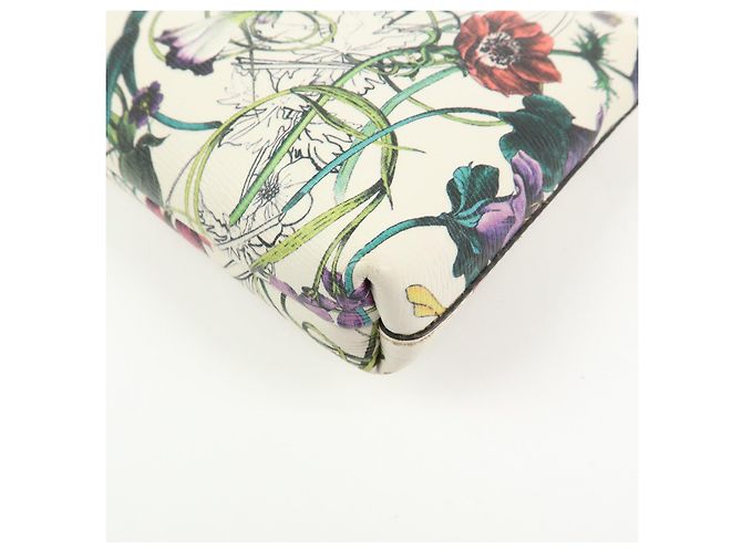 GUCCI Flora Bamboo Leather Cosmetic Accessory Pouch Ivory 338815 - vista 9