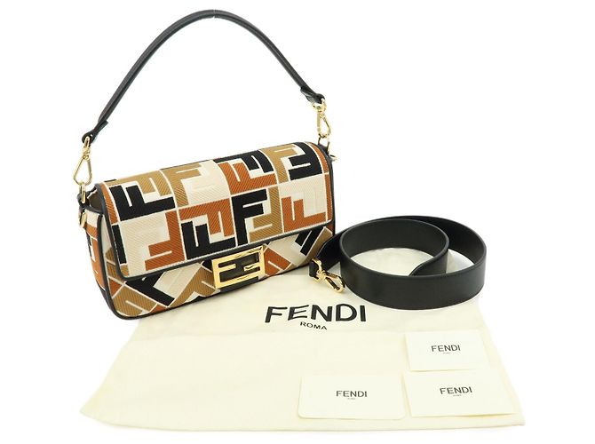 FENDI Mamma Baguette Bolsa de Ombro e Bolsa de Mão 2Way em Lona e Couro - vista 12