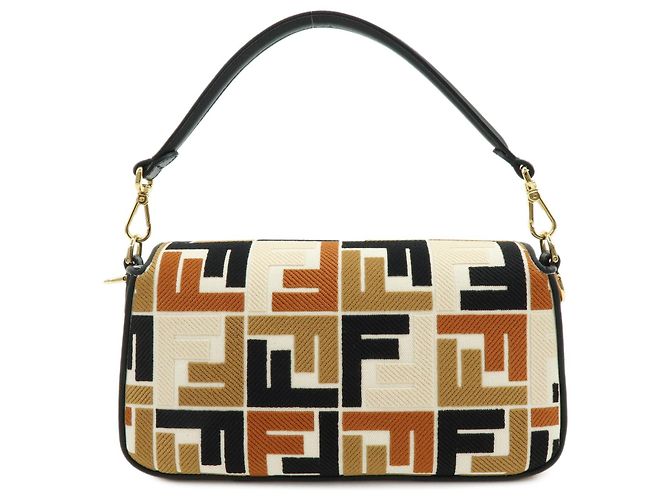 FENDI Mamma Baguette Bolsa de Ombro e Bolsa de Mão 2Way em Lona e Couro - vista 2