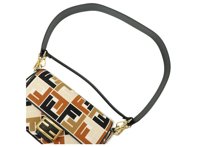 FENDI Mamma Baguette Bolsa de Ombro e Bolsa de Mão 2Way em Lona e Couro - vista 4