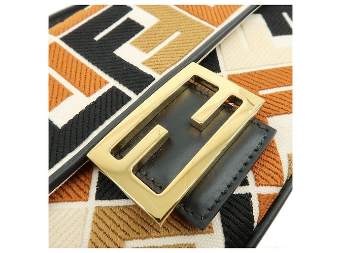 FENDI Mamma Baguette Bolsa de Ombro e Bolsa de Mão 2Way em Lona e Couro - vista 7