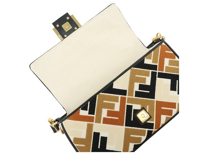 FENDI Mamma Baguette Bolsa de Ombro e Bolsa de Mão 2Way em Lona e Couro - vista 8