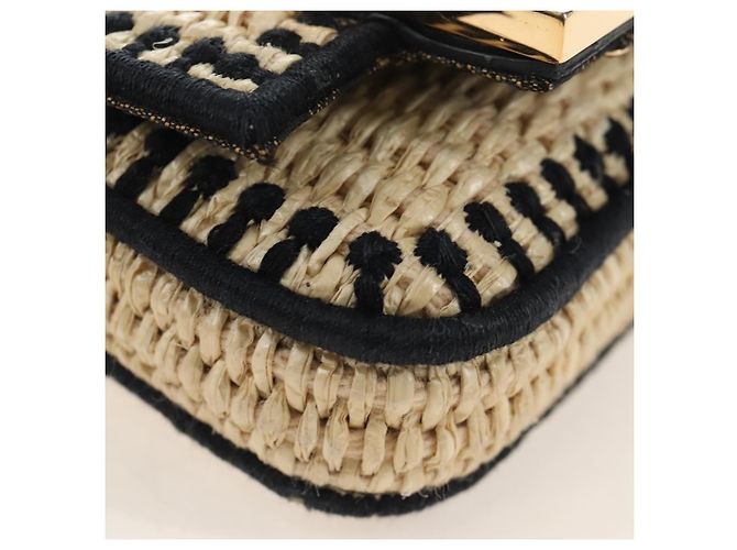 FENDI Nano Bucket Charm Hand Pouch Charm Raffia 2way Beige Gold Auth 207075M - Jerrillo - vista 17