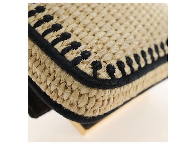 FENDI Nano Bucket Charm Hand Pouch Charm Raffia 2way Beige Gold Auth 207075M - Jerrillo - vista 19
