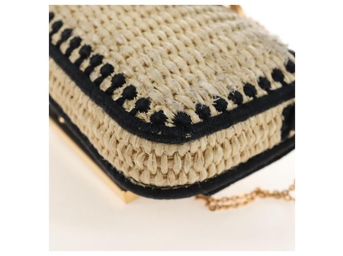 FENDI Nano Bucket Charm Hand Pouch Charm Raffia 2way Beige Gold Auth 207075M - Jerrillo - vista 20