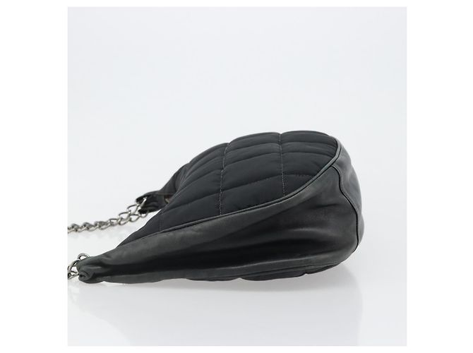 CHANEL Choco Bar Chain Shoulder Bag Nylon Black Silver CC Auth 118385 - Jerrillo - Ansicht 4