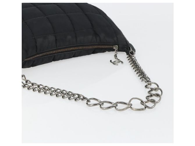 CHANEL Choco Bar Chain Shoulder Bag Nylon Black Silver CC Auth 118385 - Jerrillo - Ansicht 8