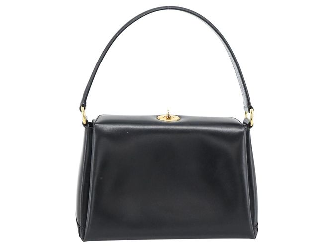 GUCCI Hand Bag Leather Black Gold Auth 183374 - Jerrillo - vista 2