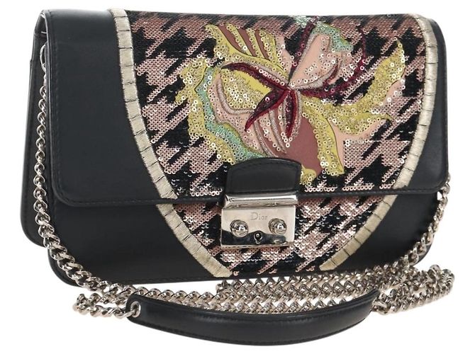 Christian Dior Sac à épaule à chaîne Cuir Noir Argent Auth 213360M - Jerrillo - vue 2