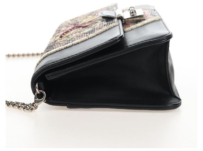 Christian Dior Sac à épaule à chaîne Cuir Noir Argent Auth 213360M - Jerrillo - vue 6