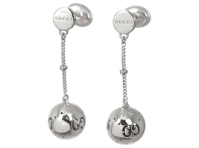 Boucles d'oreilles Gucci GG Studs en or blanc 18K - vue 2