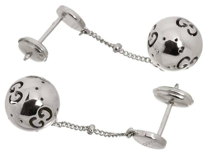 Boucles d'oreilles Gucci GG Studs en or blanc 18K - vue 3
