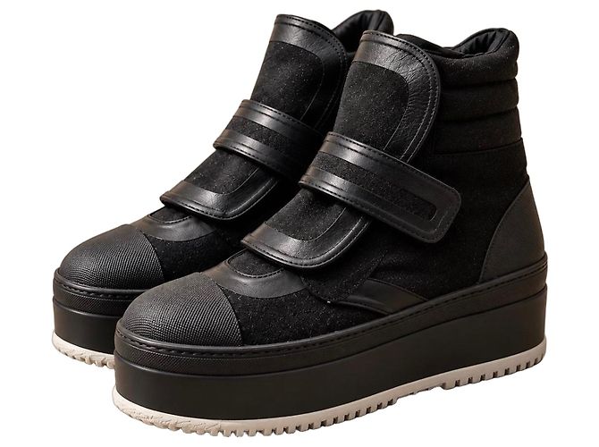Sneakers platform Marni in pelle e camoscio nero - vista 2