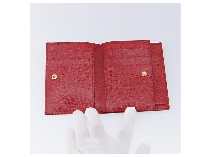 PRADA Bifold Wallet Saffiano leather Red Gold Auth am12983V - Jerrillo - vista 10