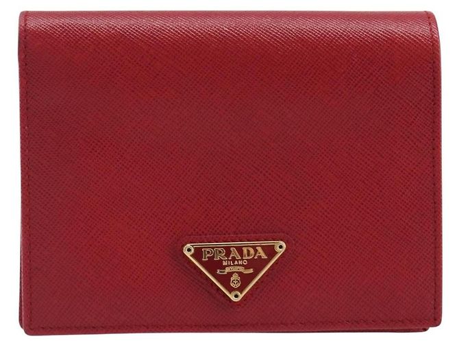 PRADA Bifold Wallet Saffiano leather Red Gold Auth am12983V - Jerrillo - vista 13
