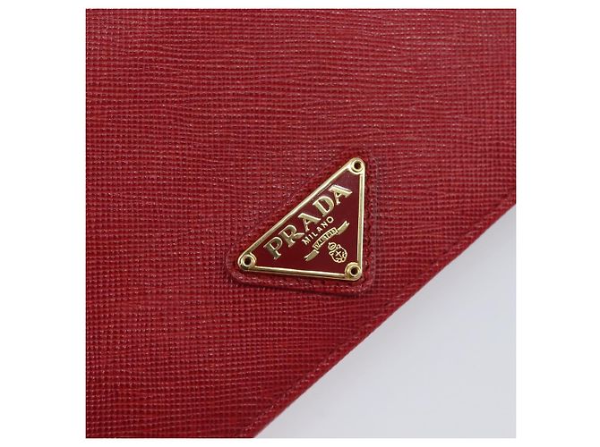 PRADA Bifold Wallet Saffiano leather Red Gold Auth am12983V - Jerrillo - vista 17