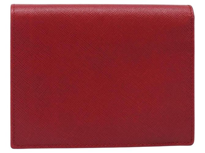 PRADA Bifold Wallet Saffiano leather Red Gold Auth am12983V - Jerrillo - vista 2