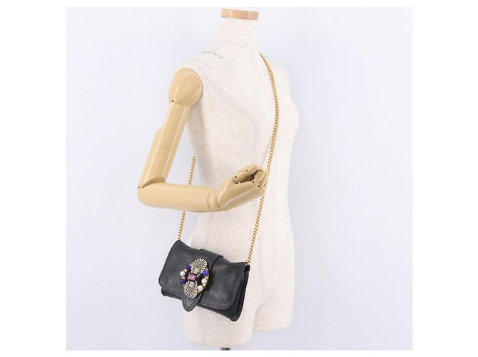 Miu Miu Chain Bijoux Shoulder Bag Leather Black Gold Auth 210510V - Jerrillo - vista 20