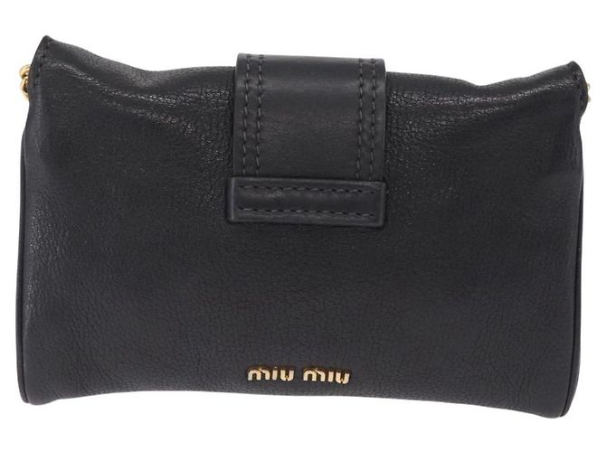 Miu Miu Chain Bijoux Shoulder Bag Leather Black Gold Auth 210510V - Jerrillo - vista 3