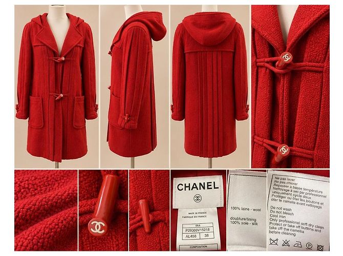 Abrigo Duffle Chanel de lana roja - vista 4