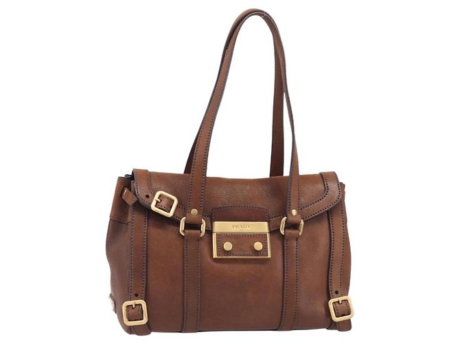 Tote PRADA Sac Cabas Cuir Marron Or BR3027 Auth am13004V - Jerrillo - vue 5