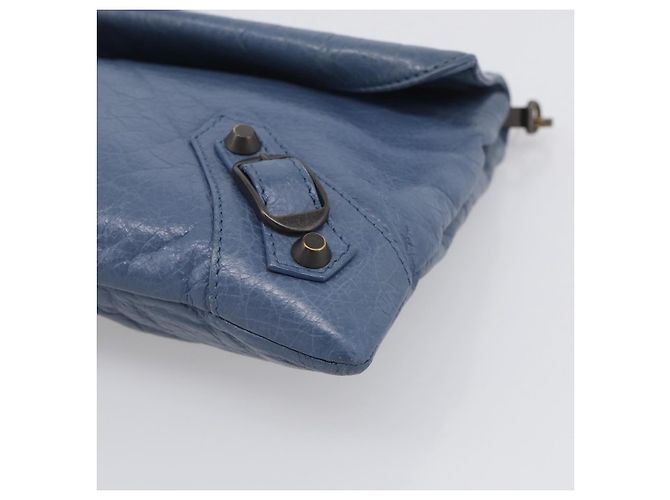 Balenciaga Classic Envelope Shoulder Bag Leather Navy Silver 319376 Auth 210834A - Jerrillo - vista 10