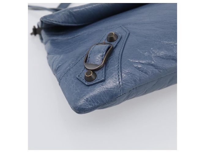 Balenciaga Classic Envelope Shoulder Bag Leather Navy Silver 319376 Auth 210834A - Jerrillo - vista 11