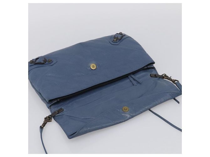 Balenciaga Classic Envelope Shoulder Bag Leather Navy Silver 319376 Auth 210834A - Jerrillo - vista 15