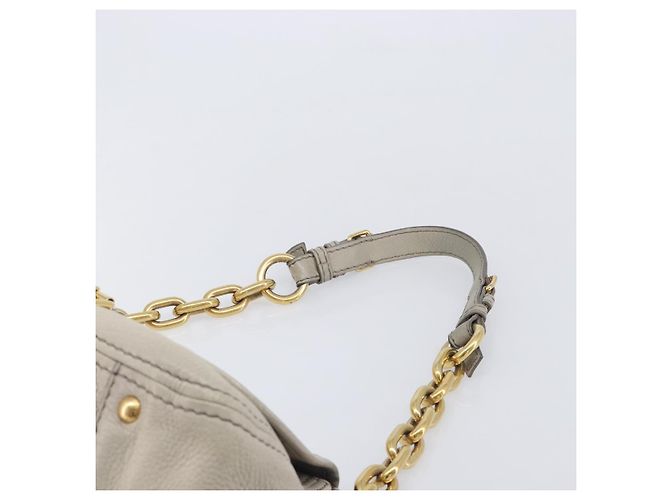 PRADA Chain Shoulder Bag Vittero Dino Leather Beige Gold Auth 209990A - Jerrillo - vista 14