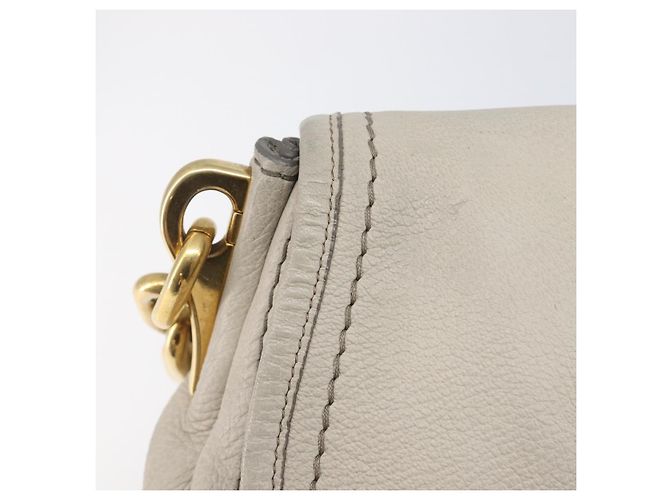 PRADA Chain Shoulder Bag Vittero Dino Leather Beige Gold Auth 209990A - Jerrillo - vista 9