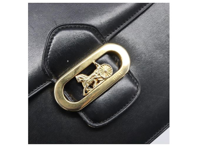 Céline CELINE Horse Carriage Shoulder Bag Leather Black Gold Auth mr3168 - Jerrillo - vista 15