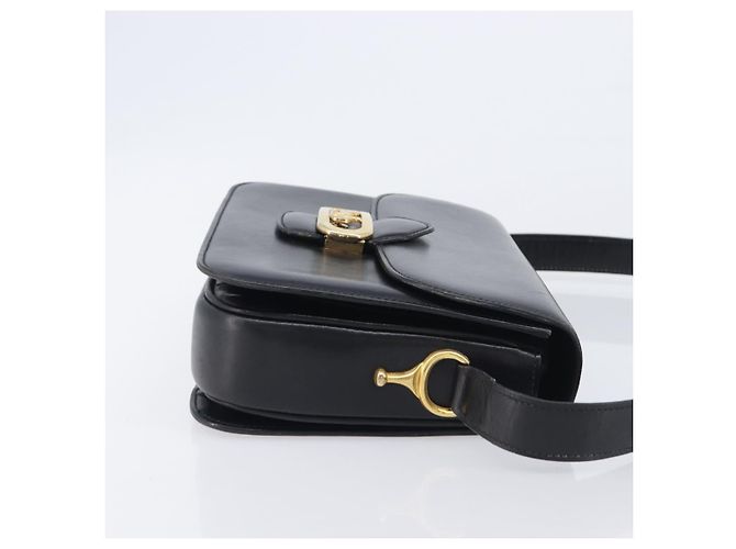 Céline CELINE Horse Carriage Shoulder Bag Leather Black Gold Auth mr3168 - Jerrillo - vista 4