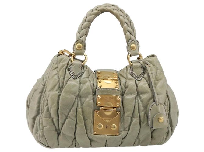 Miu Miu Matelasse Hand Bag Vitellolux 2way Beige Gold Auth 210290A - Jerrillo - vista 13