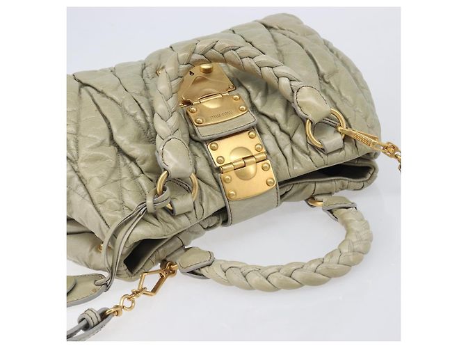 Miu Miu Matelasse Hand Bag Vitellolux 2way Beige Gold Auth 210290A - Jerrillo - vista 14