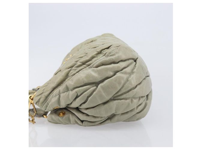 Miu Miu Matelasse Hand Bag Vitellolux 2way Beige Gold Auth 210290A - Jerrillo - vista 6