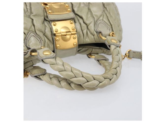 Miu Miu Matelasse Hand Bag Vitellolux 2way Beige Gold Auth 210290A - Jerrillo - vista 8