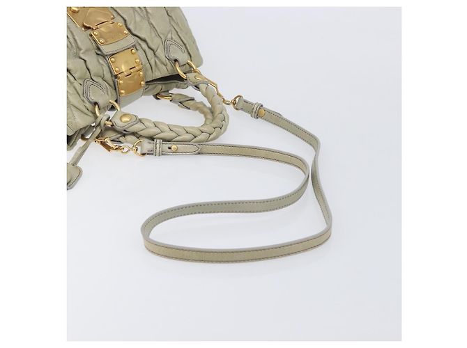 Miu Miu Matelasse Hand Bag Vitellolux 2way Beige Gold Auth 210290A - Jerrillo - vista 9